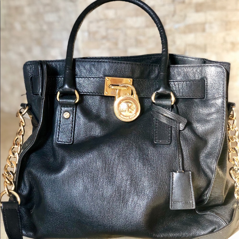 Michael Kors Hamilton Large Leather Tote Black